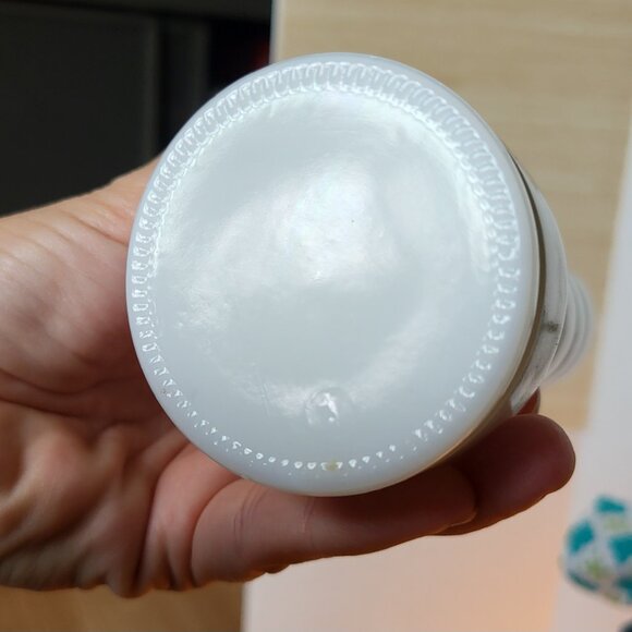 2 Vintage Milk Glass Stars and Bars Vase, Ribbed Bud Vase - Picture 7 of 9